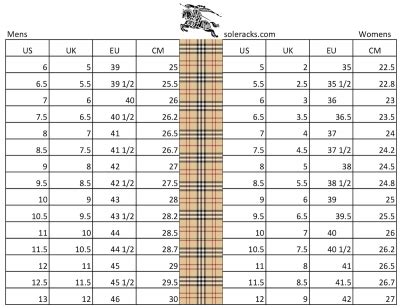 burberry shoe size chart men's|Burberry rain boots size chart.